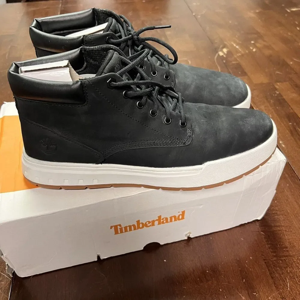 Timberland Maplegrove Chukka Boots Mid Lace Sneaker Men 10.5‎ Jet Black Hiking